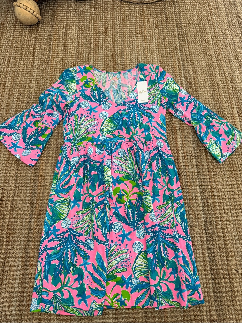 Lilly Pulitzer Pink Tropical Leaf Print  Dress